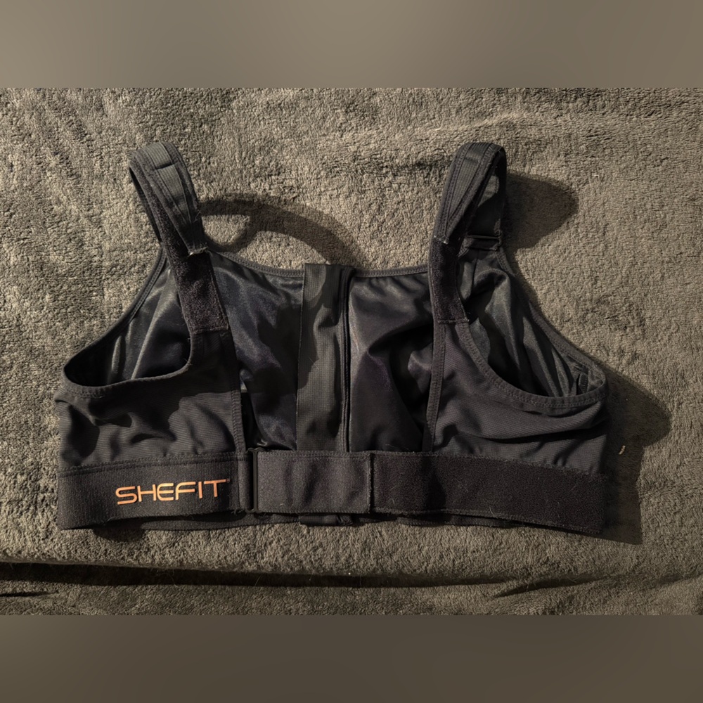 SHEFIT Black Bra with Vibrant Orange Accent